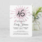 Invitation Pink Foil Splash Sweet 16 16e fête d'anniversaire (Debout devant)