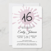 Invitation Pink Foil Splash Sweet 16 16e fête d'anniversaire (Devant)