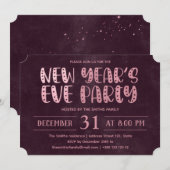 Invitation Pink Foil Texture fête du Nouvel An (Devant / Derrière)