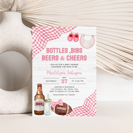 Invitation Pink Football Baby Shower