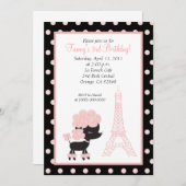 Invitation PINK FRANÇAIS POODLE Ooh la 5x7 Anniversaire (Devant / Derrière)