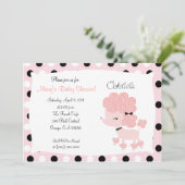 Invitation PINK FRANÇAIS POODLE Ooh la 5x7 Baby shower (Debout devant)
