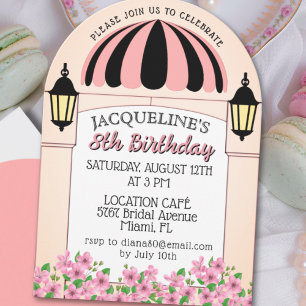Invitation Pink, French, Paris thème Anniversaire
