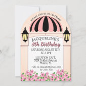 Invitation Pink, French, Paris thème Anniversaire (Devant)