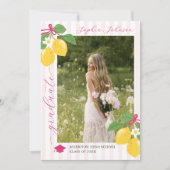 Invitation Pink Freshly Lemon Citrus Graduation Announcement (Devant)