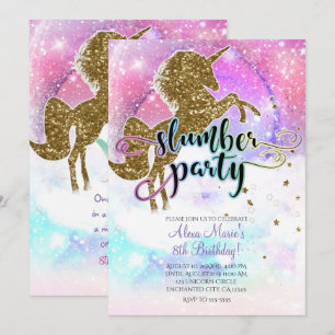 Invitation Pink Galaxy Magique Unicorne Étincelle Fête du boi