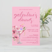 Invitation Pink Galentines Filles Dîner De Nuit Cocktail Fête (Debout devant)