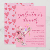 Invitation Pink Galentines Filles Dîner De Nuit Cocktail Fête (Devant / Derrière)