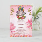 Invitation Pink Ganesha lotus mariage indien modèle (Debout devant)