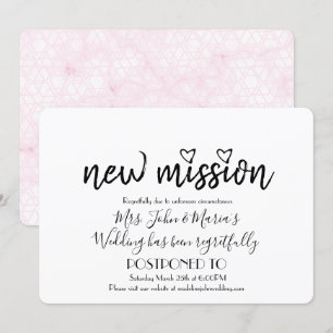 Invitation Pink Geo Marble Nouvelle Mission Mariage Date Chan
