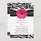 Invitation Pink Gerber Daisy Zebra Imprimer Fête des mariées (Devant / Derrière)