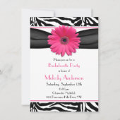Invitation Pink Gerber Daisy Zebra Print Bachelorette Party (Devant)