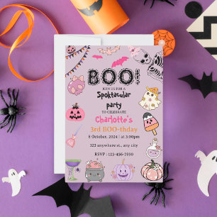 Invitation Pink Ghost Halloween Spooky Birthday Party