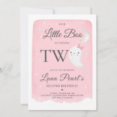 Invitation Pink Ghost Little Boo 2e fête d'anniversaire Hallo (Devant)