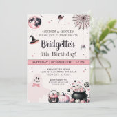 Invitation Pink Ghost Little Boo Halloween fête d'anniversair (Debout devant)