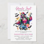 Invitation Pink Ghouls Halloween Bachelorette Party (Devant)