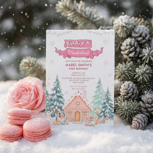 Invitation Pink GingerPread Winter Onederland 1er anniversair