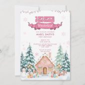 Invitation Pink GingerPread Winter Onederland 1er anniversair (Devant)