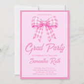Invitation Pink Gingham Bow Graduation Party (Devant)