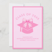 Invitation Pink Gingham Bow Graduation Party (Dos)