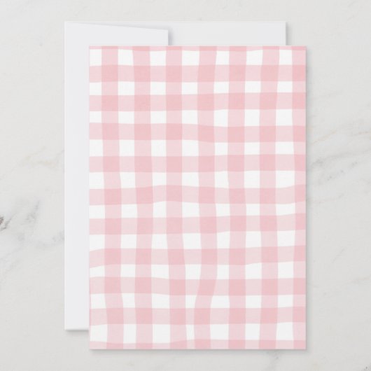 Invitation Pink Gingham Bow Waffle Berries Bridal Brunch (Dos)