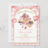 Invitation Pink Gingham Bows And Brunch Baby Shower Brunch (Devant)