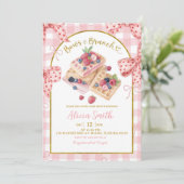 Invitation Pink Gingham Bows And Brunch Baby Shower Brunch (Debout devant)