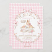 Invitation Pink Gingham Bunny Baby Shower Blush Dusty Pink (Devant / Derrière)