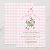 Invitation Pink Gingham Bunny Baby Shower Grandmillennial  (Devant / Derrière)