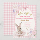 Invitation Pink Gingham Easter Some Bunny Floral Baby Shower (Devant / Derrière)