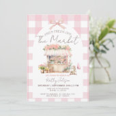 Invitation Pink Gingham Fresh Off The Market Bridal Shower  (Debout devant)