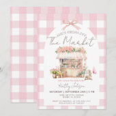 Invitation Pink Gingham Fresh Off The Market Bridal Shower  (Devant / Derrière)