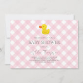 Invitation Pink Gingham Rubber Duckie Baby Shower (Devant)