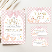 Invitation Pink Gingham Silly Goose Baby Shower