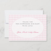 Invitation Pink Gingham Teddy Bear Neutral Baby Shower (Dos)