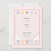 Invitation Pink Girl Baby shower Pastel Hearts (Dos)