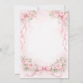 Invitation Pink Girl Bow Floral First Holy Communion (Dos)