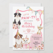 Invitation Pink Girl Dog let's Pawty Birthday (Devant)
