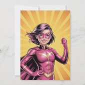 Invitation Pink Girl Superhero Birthday Party (Dos)