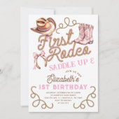 Invitation Pink Girls First Rodeo 1st Birthday (Devant)