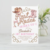 Invitation Pink Girls First Rodeo 1st Birthday (Debout devant)