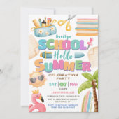 Invitation Pink Girls Pool Summer School's Out Party (Devant)