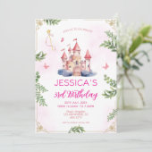 Invitation Pink Girly Princess Fairytale Girls Anniversaire d (Debout devant)