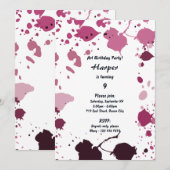 Invitation Pink Girs Art Thématique 9e Anniversaire Fête Invi (Devant / Derrière)