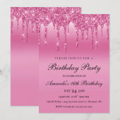Invitation Pink Glitter Drip (Devant / Derrière)