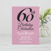 Invitation Pink Glitter Elegant 60th Birthday Party (Debout devant)