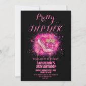 Invitation Pink Glitter Pretty in Pink Birthday Party  (Devant)
