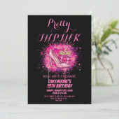 Invitation Pink Glitter Pretty in Pink Birthday Party  (Debout devant)