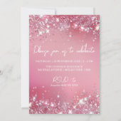 Invitation Pink Glitter Rainbow Unicorn Birthday (Dos)