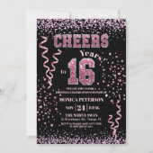 Invitation Pink Glitter Rhinestones 16th Birthday Party  (Devant)
